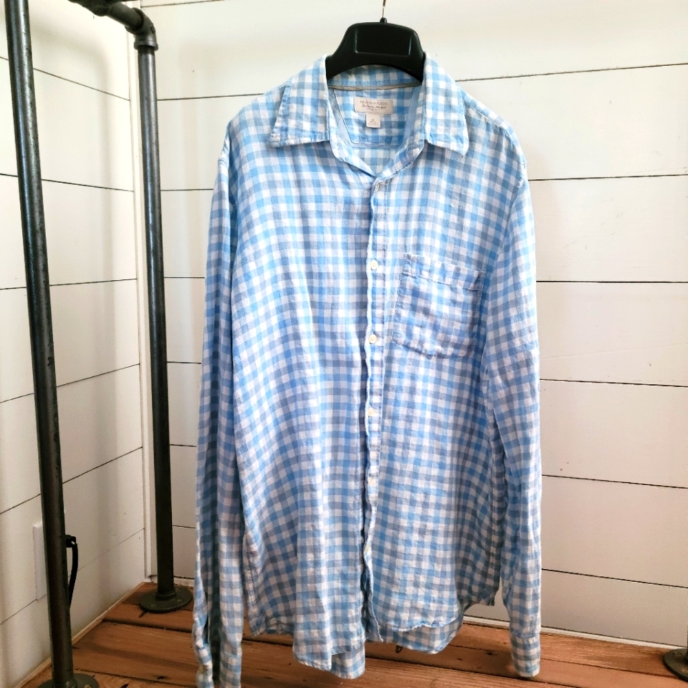 Men's Banana Republic M Blue Linen Shirt